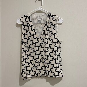 Diane Von Furstenberg Black and White Patterned Blouse